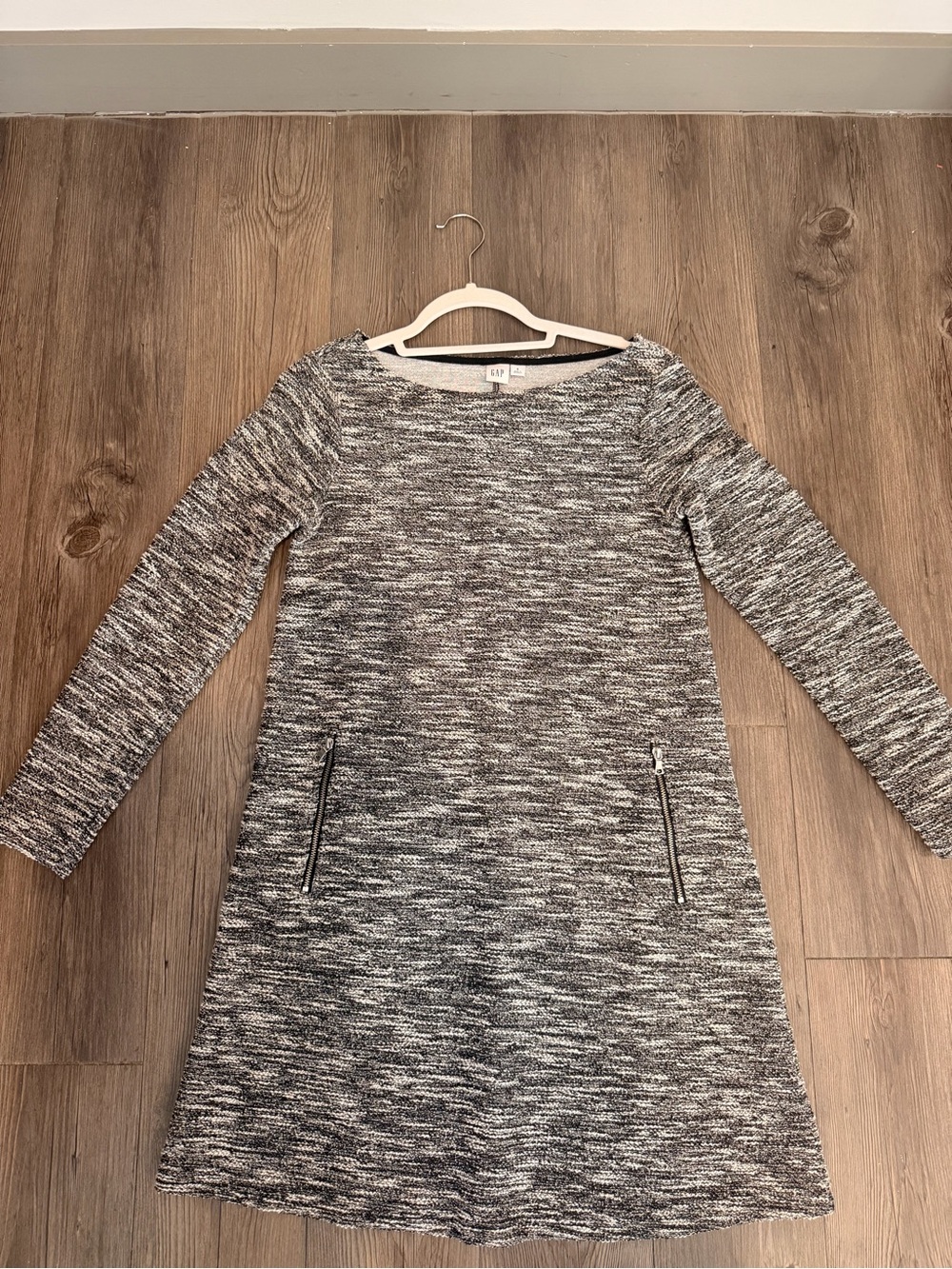 GAP Gray Marled Long-Sleeve A-Line Dress